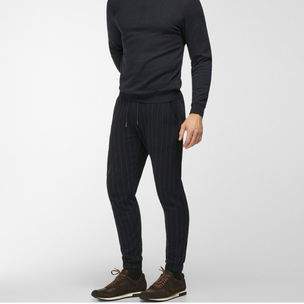 Massimo Dutti Navy Pinstripe Joggers